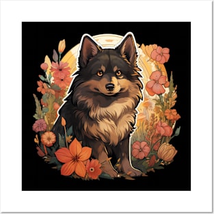 Schipperke  Dog Vintage Floral Posters and Art